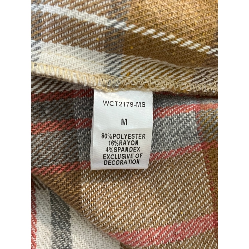 Thml Brown Plaid Cropped Shacket Button Front Siz… - image 4